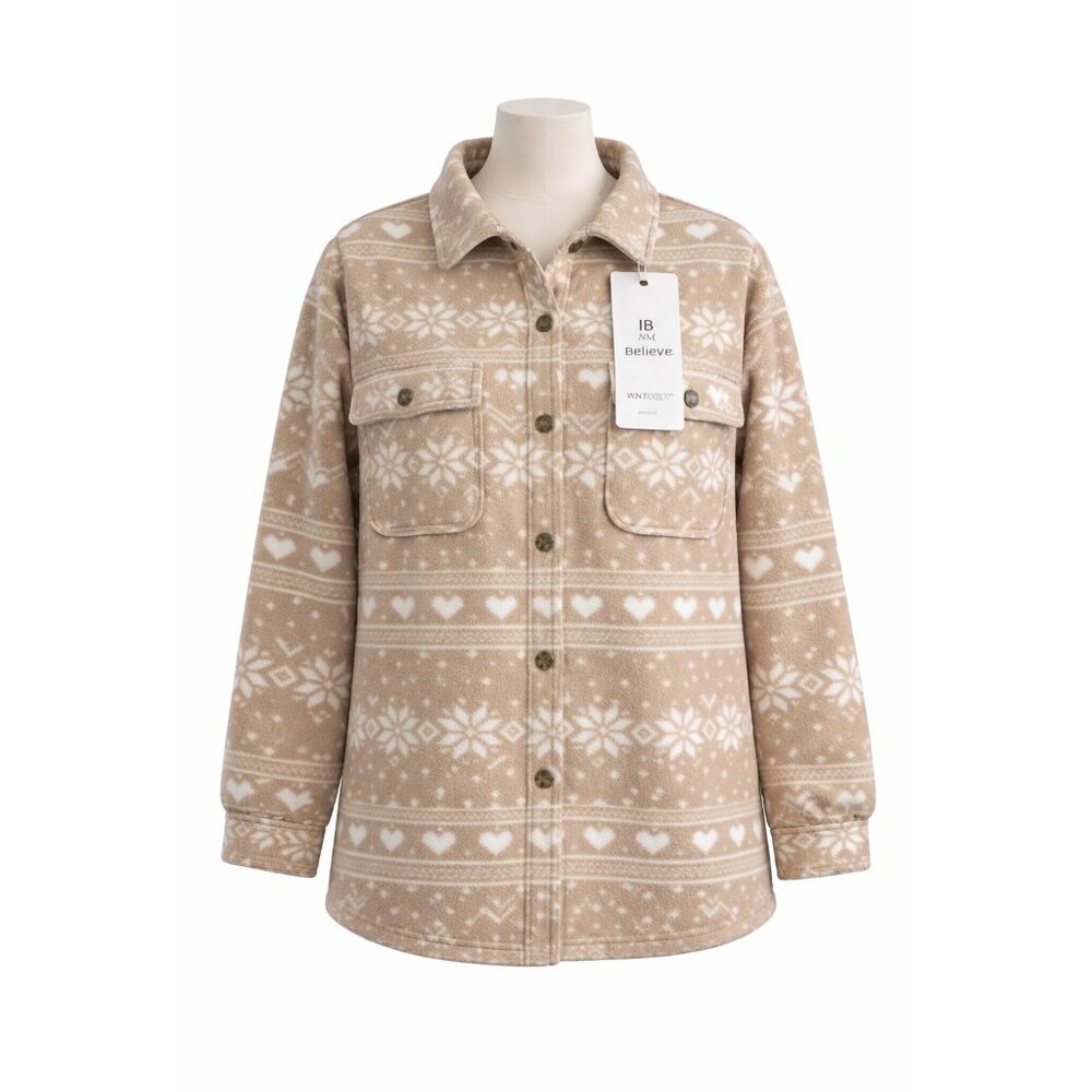 I Believe Women’s 3XL Fleece Jacket Fair Isle Nordic Button‎ Front Cozy